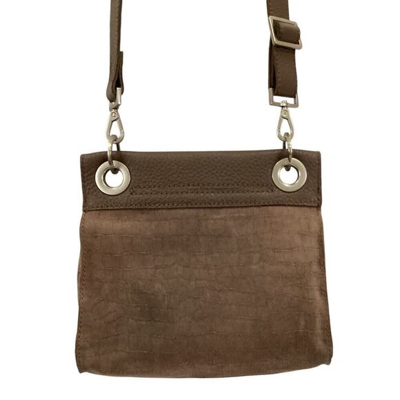 Hammitt Tony Small Taupe Embossed Suede Crossbody Handbag Adjustable Strap - Picture 7 of 14